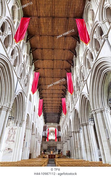 England, Hertfordshire, St. Albans, St. Albans Cathedral and Abbey Church, The Nave