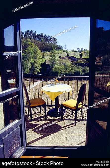 View from a balcony. Monasterio de San Clodio hotel, Orense province, Galicia, Spain