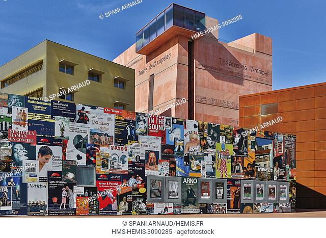 France, Pyrenees Orientales, Perpignan, Archipel theater, seen outside the theater designed by Jean Nouvel