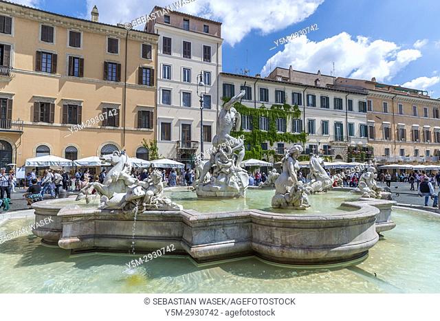 Fountain of Neptune at Piazza Navona, Rome, Lazio, Italy, Europe