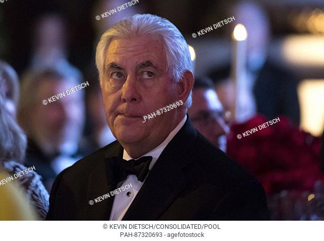 United States Secretary of State-designate Rex Tillerson attends the Chairman's Global Dinner with President-Elect Donald Trump and Vice President-Elect Gov