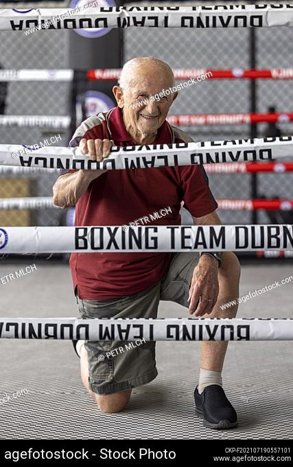 Jan Zachara, former Slovak boxer, poses within recording of the Cetkast podcast, on June 11, 2021, in Dubnice nad Vahom, Slovakia
