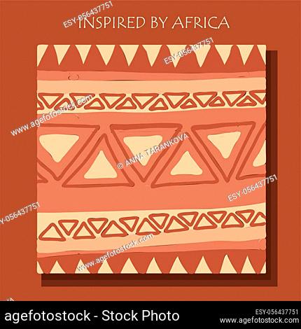 African background, flyer with grunge tribal traditional pattern. Conceptual design, Ethnic ornament. Warm browns. Trend illustration