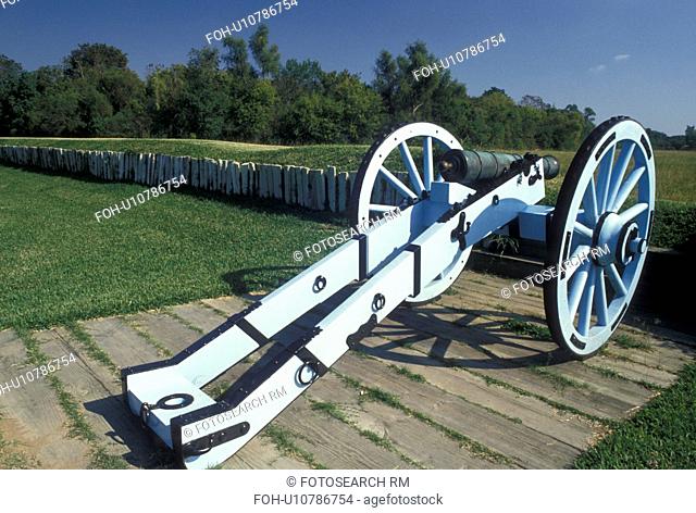 cannon, LA, Jean Lafitte National Historical Park, Chalmette Battlefield, New Orleans, Louisiana, Cannon at Battery 6 on the grounds of the Chalmette...