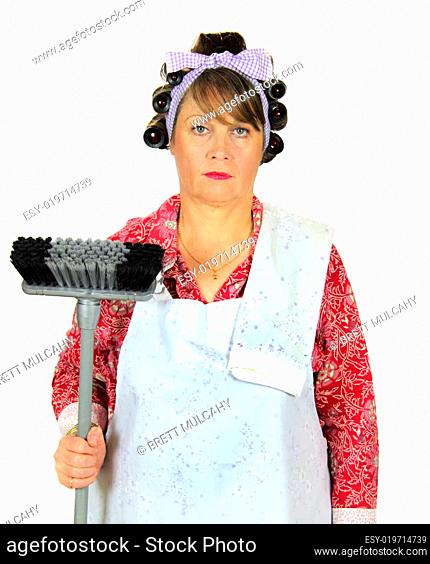 Frumpy Housewife With Broom