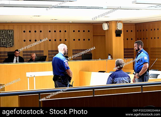 Imprisoned businessman and lobbyist Roman Janousek, 2nd from right, at the Prague 6 District Court, Prague, Czech Republic, August 2, 2022