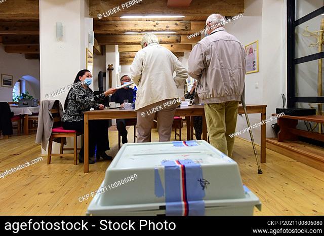 Polling station at a baroque granary during elections to the Chamber of Deputies of the Parliament of the Czech Republic, on October 8, 2021, in Luderov