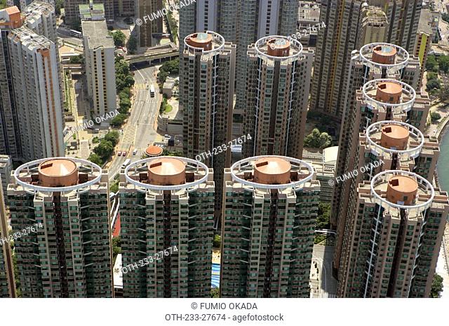 Aerial view overlooking condominium in Tsing Yi , Hong Kong