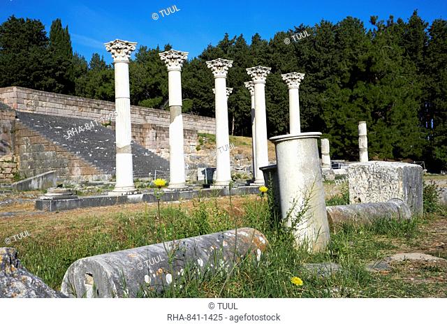 Columns in the ancient Greek city of Asklepieion, Kos, Dodecanese, Greek Islands, Greece, Europe