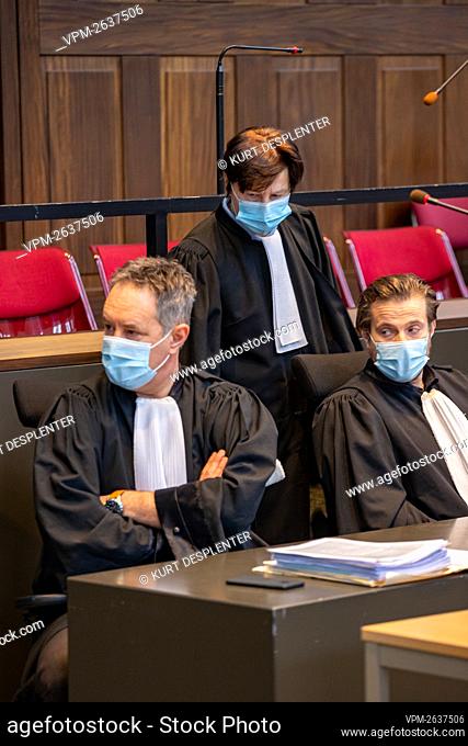 Lawyer Eric Van Hauwermeiren, Lawyer Brigitte Vander Meulen and Lawyer Stijn Van Hemelryck pictured during a session of the assizes trial of Jordy Vande Sompele...