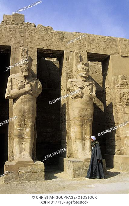colossi in the Ramesses III Temple, Karnak, Luxor, Thebes, Egypt, Africa