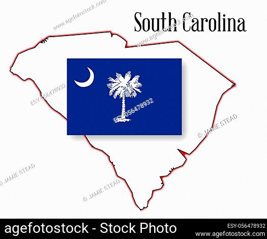 Outline map of the state of South Carolina with map inset
