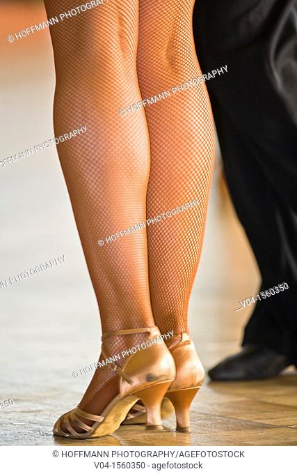 Close up of a female dancer's legs at a dancing competition, Germany, Europe