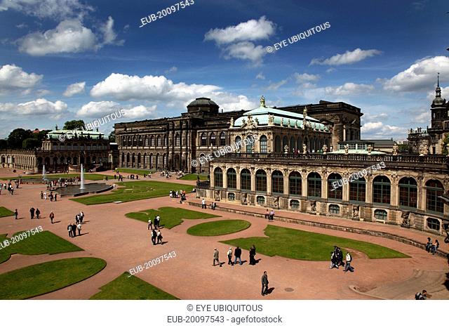 Zwinger Palace and ornamental gardens. Built 1710-1732 designed by Matthaus Daniel Poppelmann