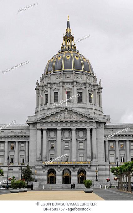 Partial view, City Hall, San Francisco, California, USA, North America