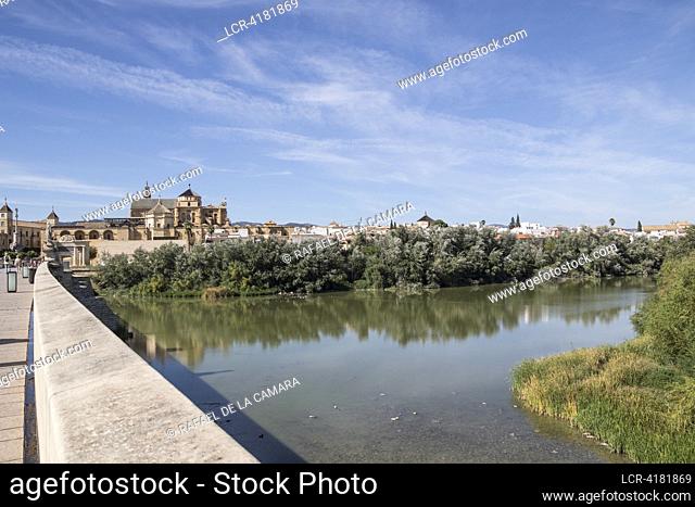 """ VIEW OF THE MEZQUITA AND ROMAN BRIDGE FROM THE SIDE OF THE TOWER OF CALAHORRA "" CORDOBA CITY SOME PLACES AND PEOPLE SPAIN