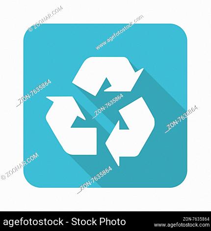 Vector square icon with recycle symbol, isolated on white