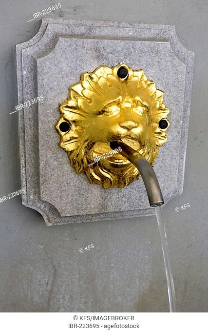 Elisenbrunnen, lions head, gargoyle, Aachen, NRW, Germany