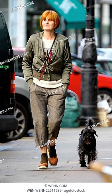 Retail guru Mary Portas walking her dog in Primrose Hill Featuring: Mary Portas Where: London, United Kingdom When: 20 May 2015 Credit: WENN.com