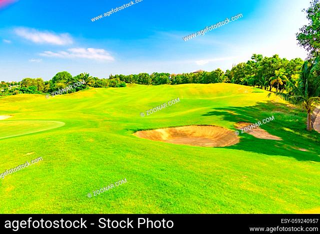 well-groomed field lawn green grass for playing golf