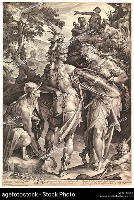 Minerva and Mercury Arming Perseus. Artist: Bartholomeus Spranger (Netherlandish, Antwerp 1546-1611 Prague); Artist: Jan Muller (Netherlandish