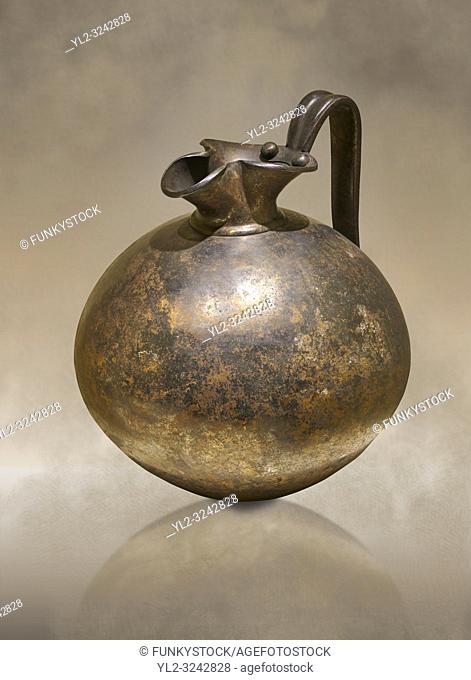 Phrygian bronze trefoil spouted jug from Gordion . Phrygian Collection, 8th century BC - Museum of Anatolian Civilisations Ankara. Turkey