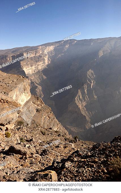Landscape of Wadi Nakhr canyon, Jebel Shams Plateau, Oman