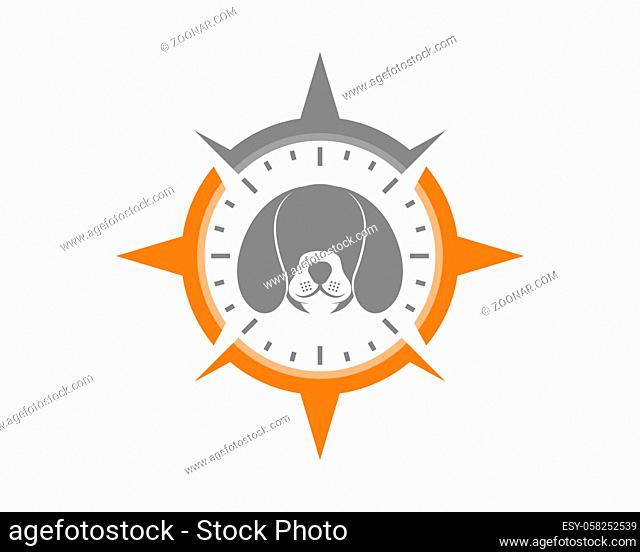 Dog head inside the compass logo