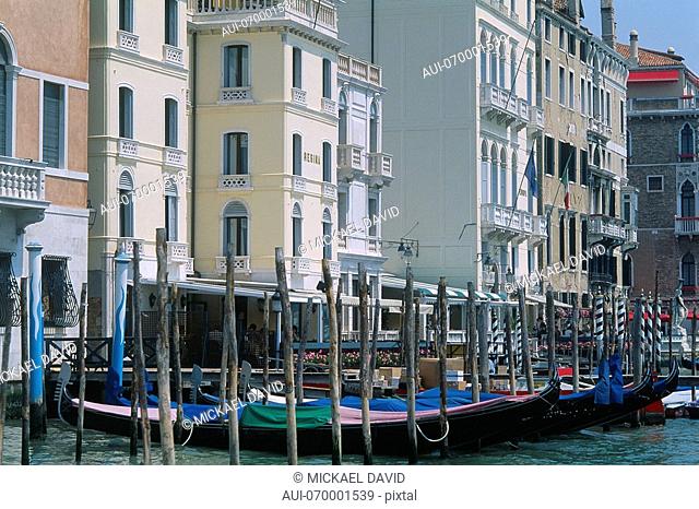 Italy - Venice - parked gondolas on the Gran Canal