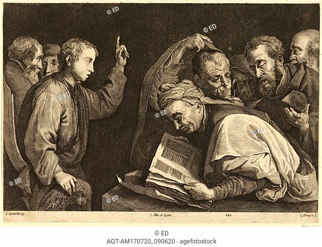 Drawings and Prints, Print, Young Christ Among the Doctors, Artist, After, Jan van Troyen, Jusepe de Ribera (called Lo Spagnoletto), Flemish, ca