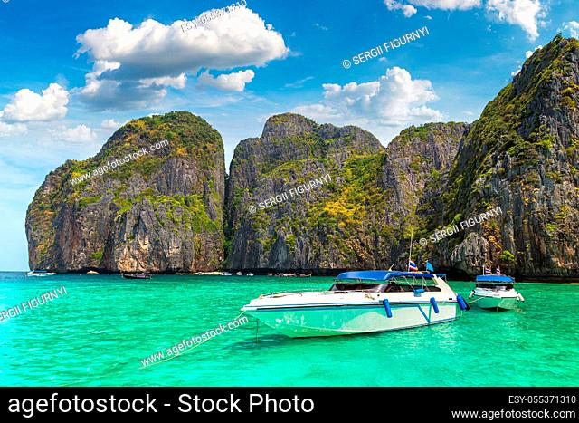 Maya bay on Koh Phi Phi Leh island, Thailand in a summer day