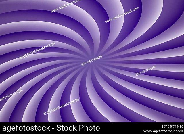 Ultra violet and white rotating hypnosis spiral. Optical illusion. Hypnotic psychedelic vector illustration. Twirl abstract background