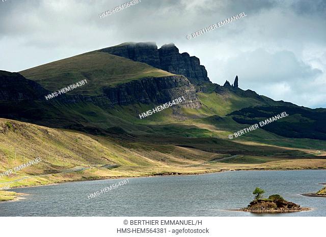 United Kingdom, Scotland, Inner Hebrides, Skye Island, Old Man of Storr rocky hill on the Trotternish Peninsula