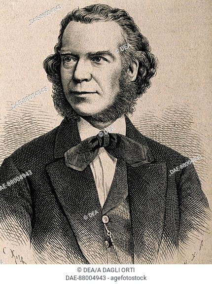Portrait of Carl Heinrich Carsten Reinecke (Altona, 1824 - Berlin, 1910), German composer, pianist and conductor. Engraving