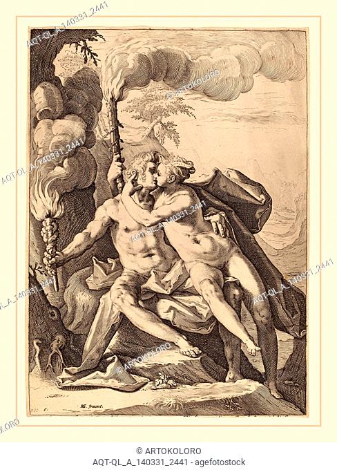 Jacob Matham after Hendrik Goltzius (Dutch, 1571-1631), Eros and Anteros, probably 1588, engraving on laid paper