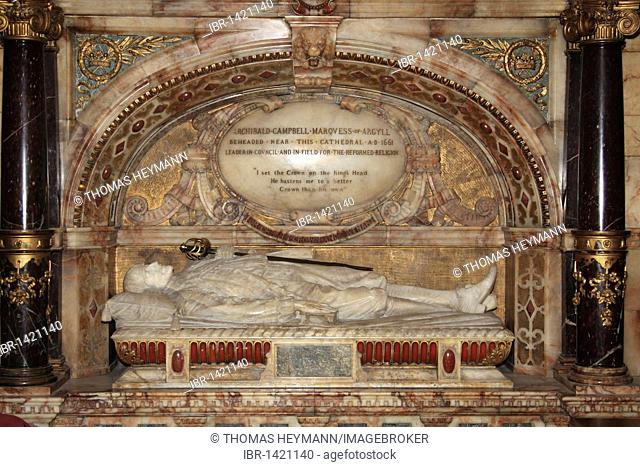 Grave of Archibald Campbell Marquis of Argyll, St. Giles Cathedral, Edinburgh, Scotland, United Kingdom, Europe