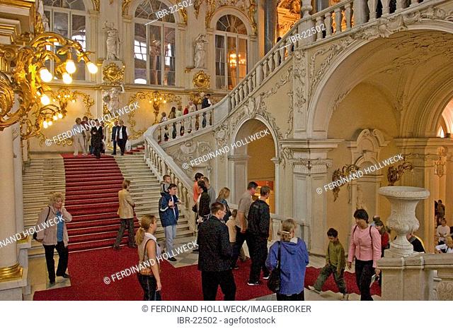 GUS Russia St Petersburg 300 years old Venice of the North Winter Palace Ermitage Parade Stairs Jordans Stairs with Visitors and Tourists inside
