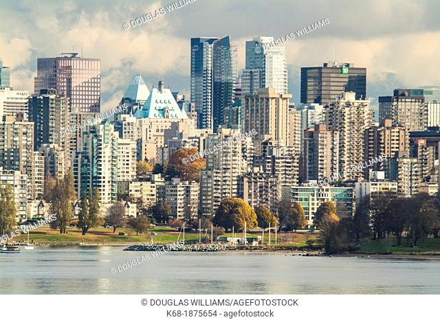 downtown Vancouver skyline from west of Kitsilano Beach