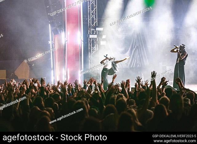 Roskilde, Denmark. 27th, June 2023. The Swedish twin duo Daki Alem performs a live concert during the Danish music festival Roskilde Festival 2023 in Roskilde