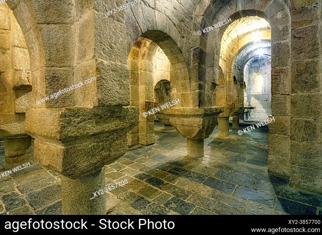 The 11th century crypt of the Monastery of San Salvador of Leyre, Navarre, Spain