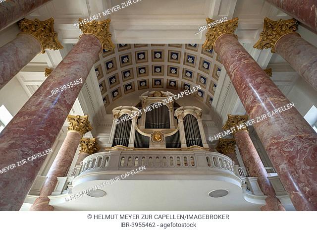 Organ loft of the parish church of St. Elisabeth, classical church, 1903, Jakobsplatz, Nuremberg, Middle Franconia, Bavaria, Germany