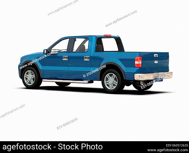 Generic and Brandless Pickup Truck with Enclosed Cabin Isolated on White 3d Illustration, Contemporary Light-Duty Truck Studio