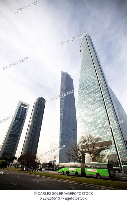 Skyscrapers. Cuatro Torres Business Area (Four Towers Business Area). Paseo de la Castellana. Madrid. Spain