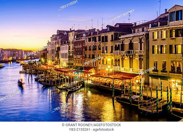View of The Grand Canal & Venetian Architecture From The Rialto Bridge, Venice, Italy