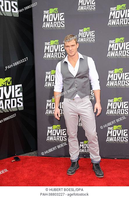 US model and actor Alan Ritchson arrives at the 2013 MTV Movie Awards at Sony Pictures Studios in Culver City, Los Angeles, USA, on 14 April 2013