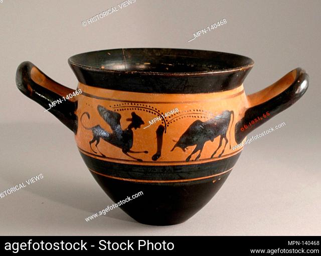 Mastoid skyphos. Attributed to the manner of the Haimon Painter; Period: Archaic; Date: ca. 500-490 B.C; Culture: Greek, Attic; Medium: Terracotta;...