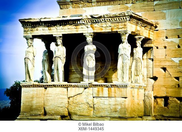 The Caryatid porch  The Erechtheion  Acropolis Athens  Atica  Greece  Europe