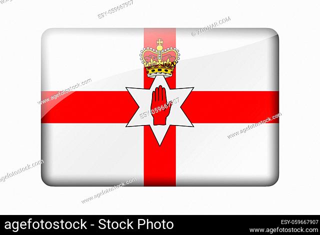 Flag of Northern Ireland. Rectangular glossy icon. Isolated on white background