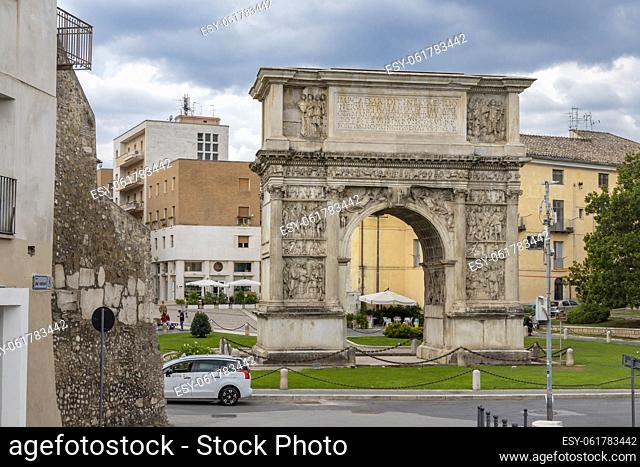 Arch of Trajan, ancient Roman triumphal arch, Benevento, Campania, Italy