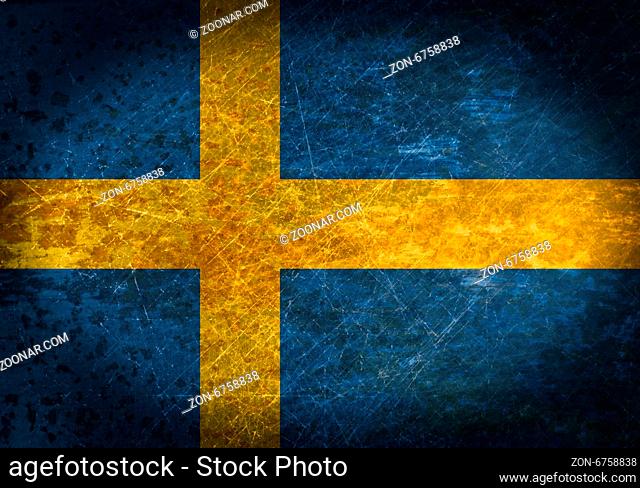 Old rusty metal sign with a flag - Sweden